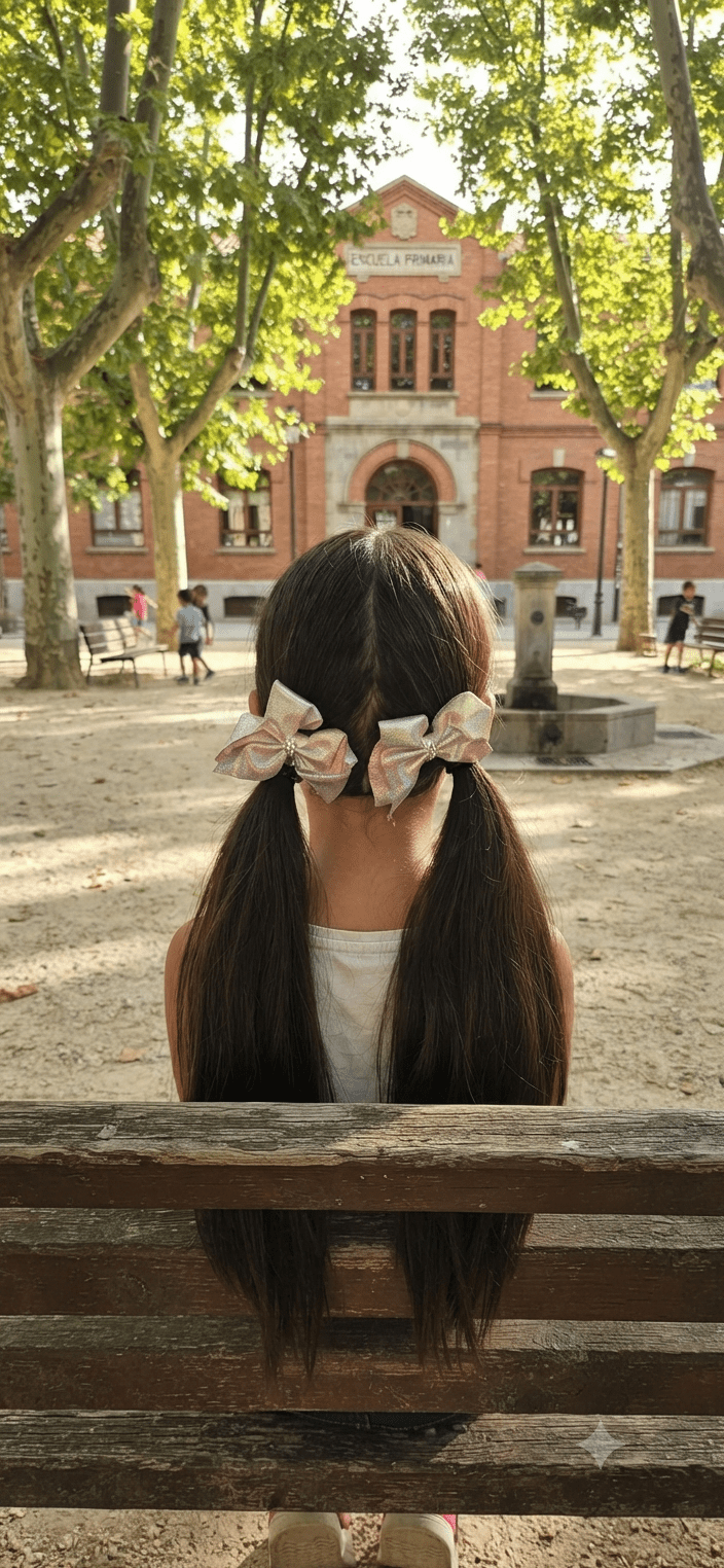 Metallic Holographic Hair Bows with Rhinestones