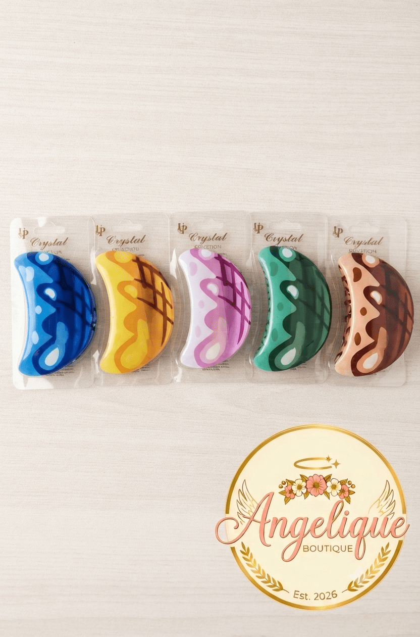 Moon Hair Clips Wavy Print – 6 Colors for Women - Angelique Boutique