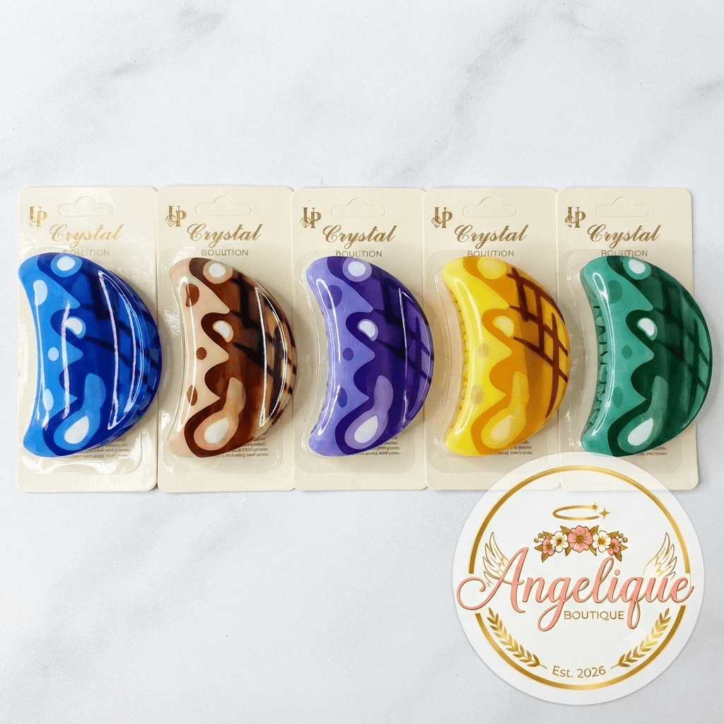 Moon Hair Clips Wavy Print – 6 Colors for Women - Angelique Boutique