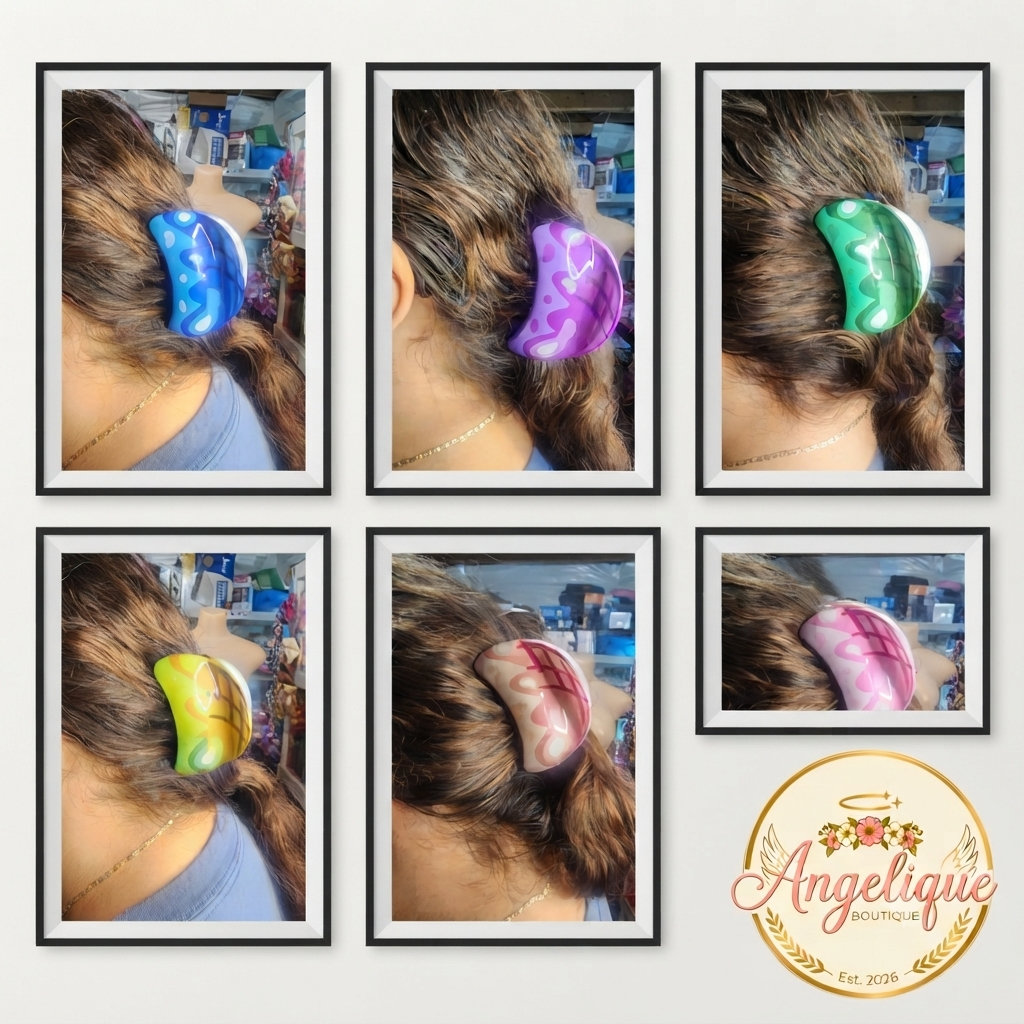 Moon Hair Clips Wavy Print – 6 Colors for Women - Angelique Boutique