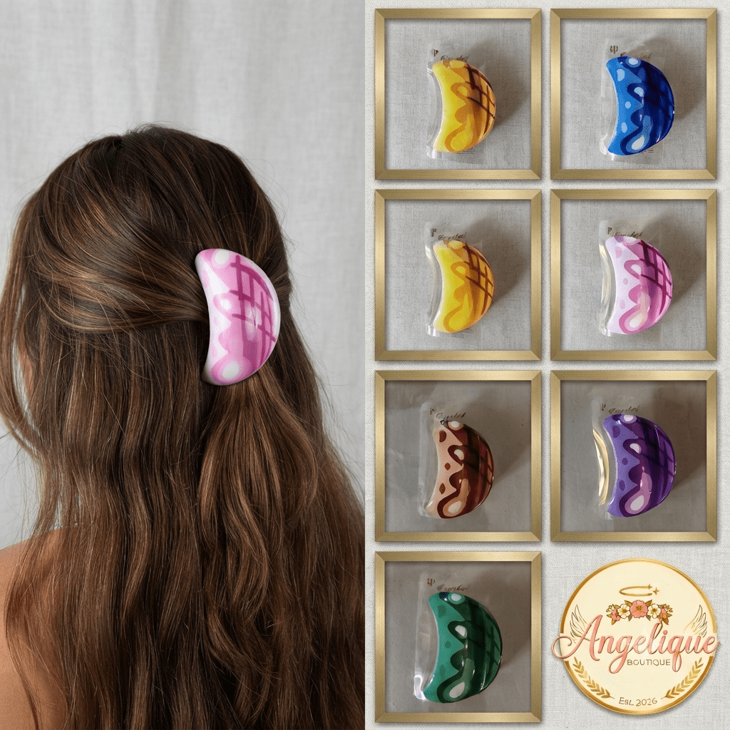 Moon Hair Clips Wavy Print – 6 Colors for Women - Angelique Boutique