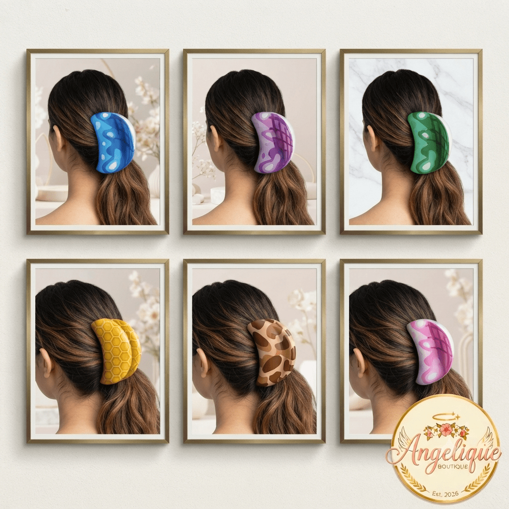 Moon Hair Clips Wavy Print – 6 Colors for Women - Angelique Boutique