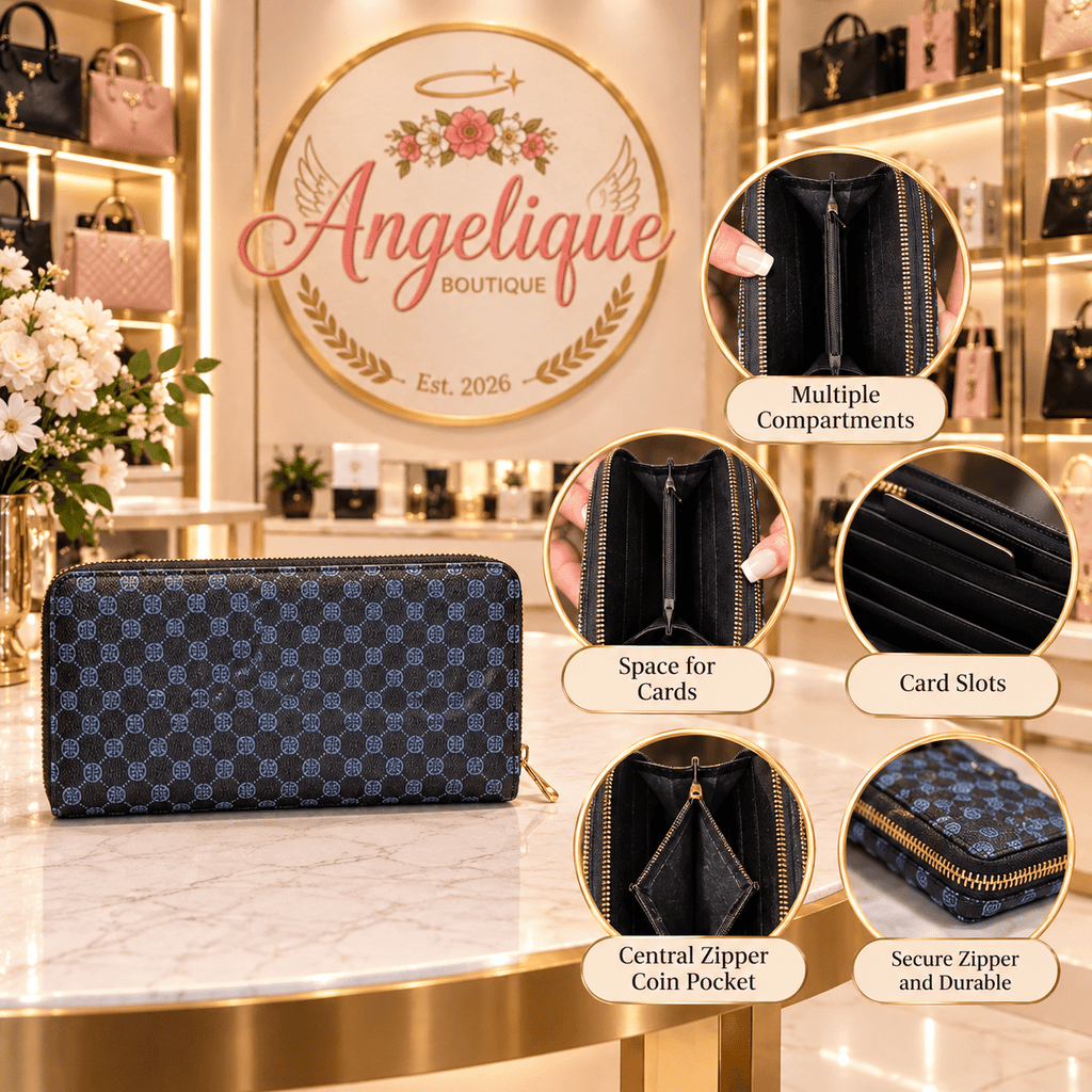 Multi-Compartment Women's Wallet in Black, Pink, Brown & Beige - Angelique Boutique