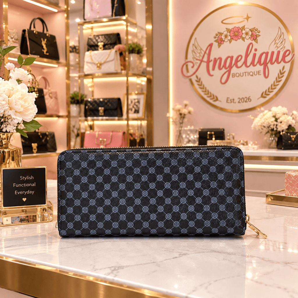 Multi-Compartment Women's Wallet in Black, Pink, Brown & Beige - Angelique Boutique