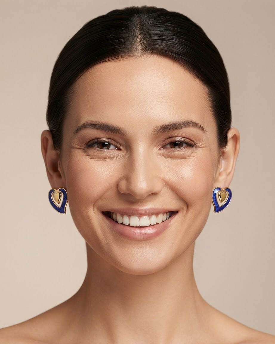 Open Heart Hoop Earrings – Gold-Tone Enamel Stainless Steel - Angelique Boutique
