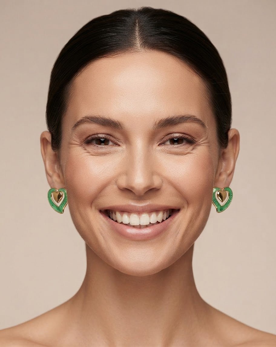 Open Heart Hoop Earrings – Gold-Tone Enamel Stainless Steel - Angelique Boutique