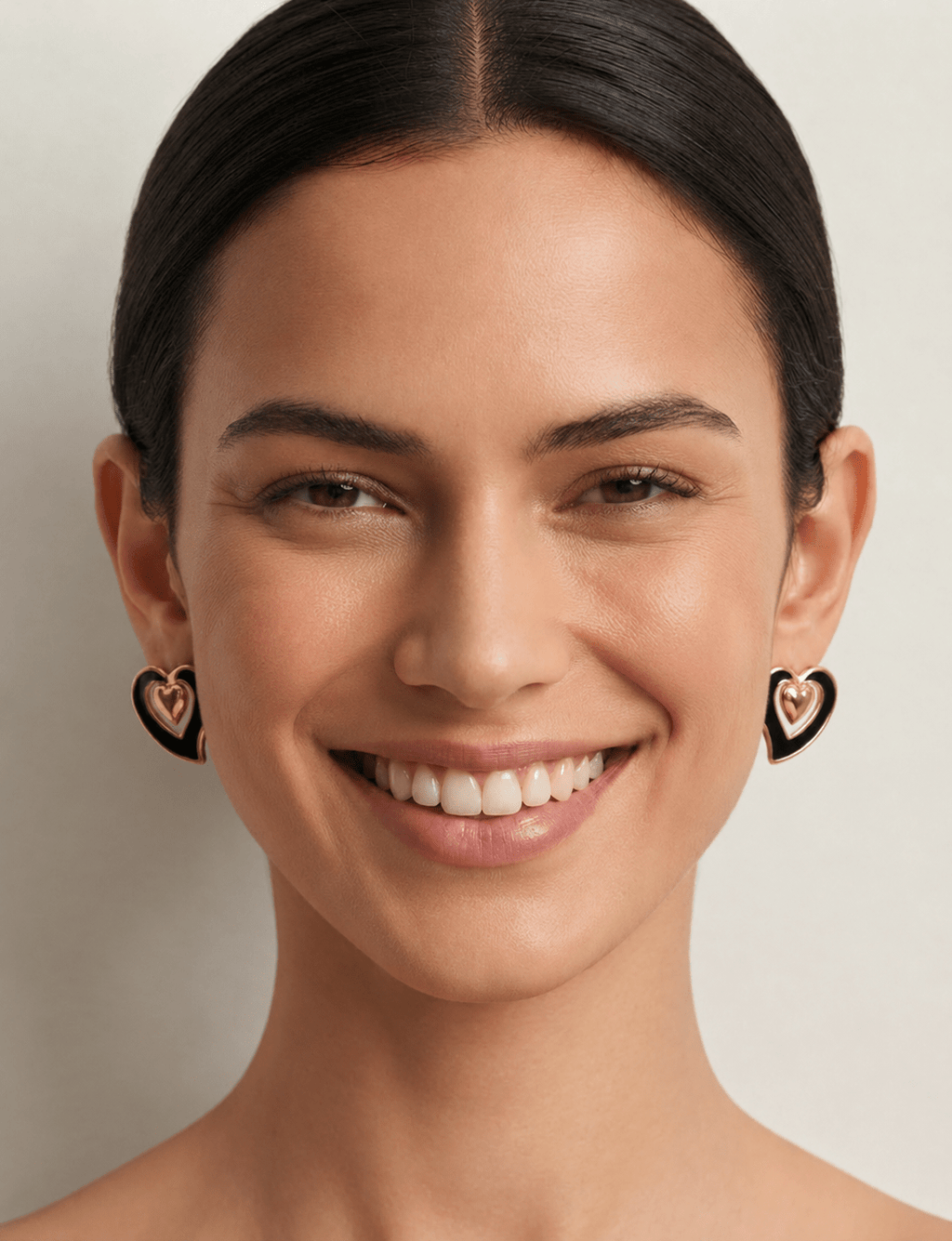 Open Heart Hoop Earrings – Gold-Tone Enamel Stainless Steel - Angelique Boutique