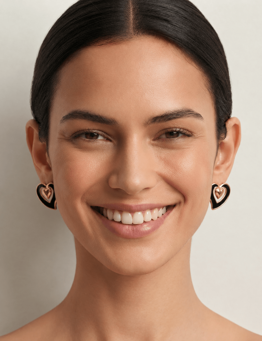 Open Heart Hoop Earrings – Gold-Tone Enamel Stainless Steel - Angelique Boutique