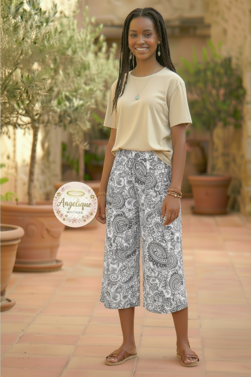 Palazzo Floral Corto | Talla Única | Ligero y Elegante