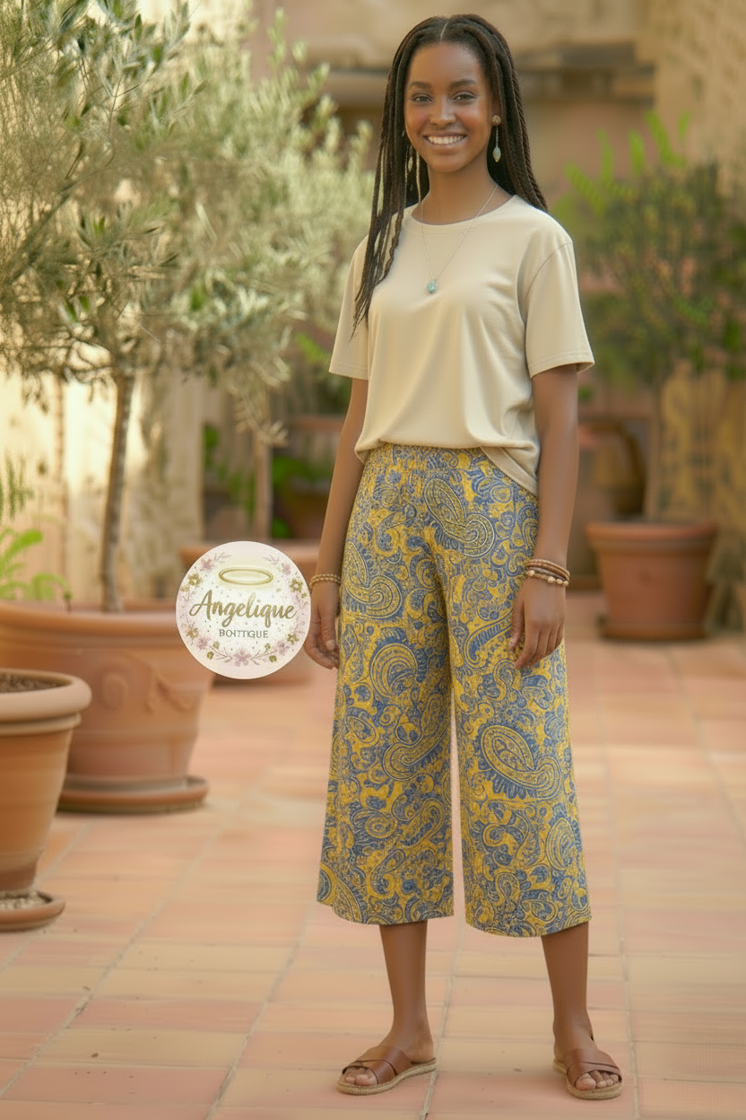 Palazzo Floral Corto | Talla Única | Ligero y Elegante