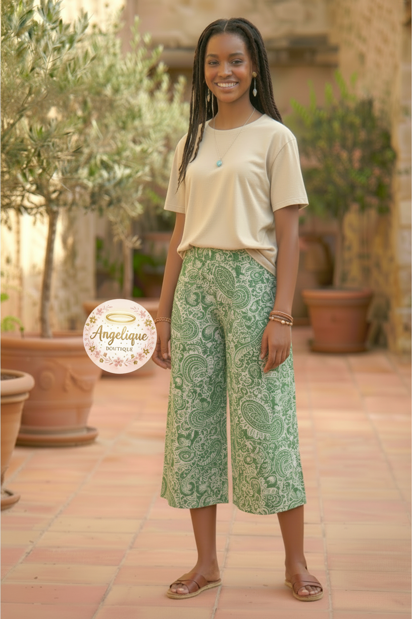 Palazzo Floral Corto | Talla Única | Ligero y Elegante