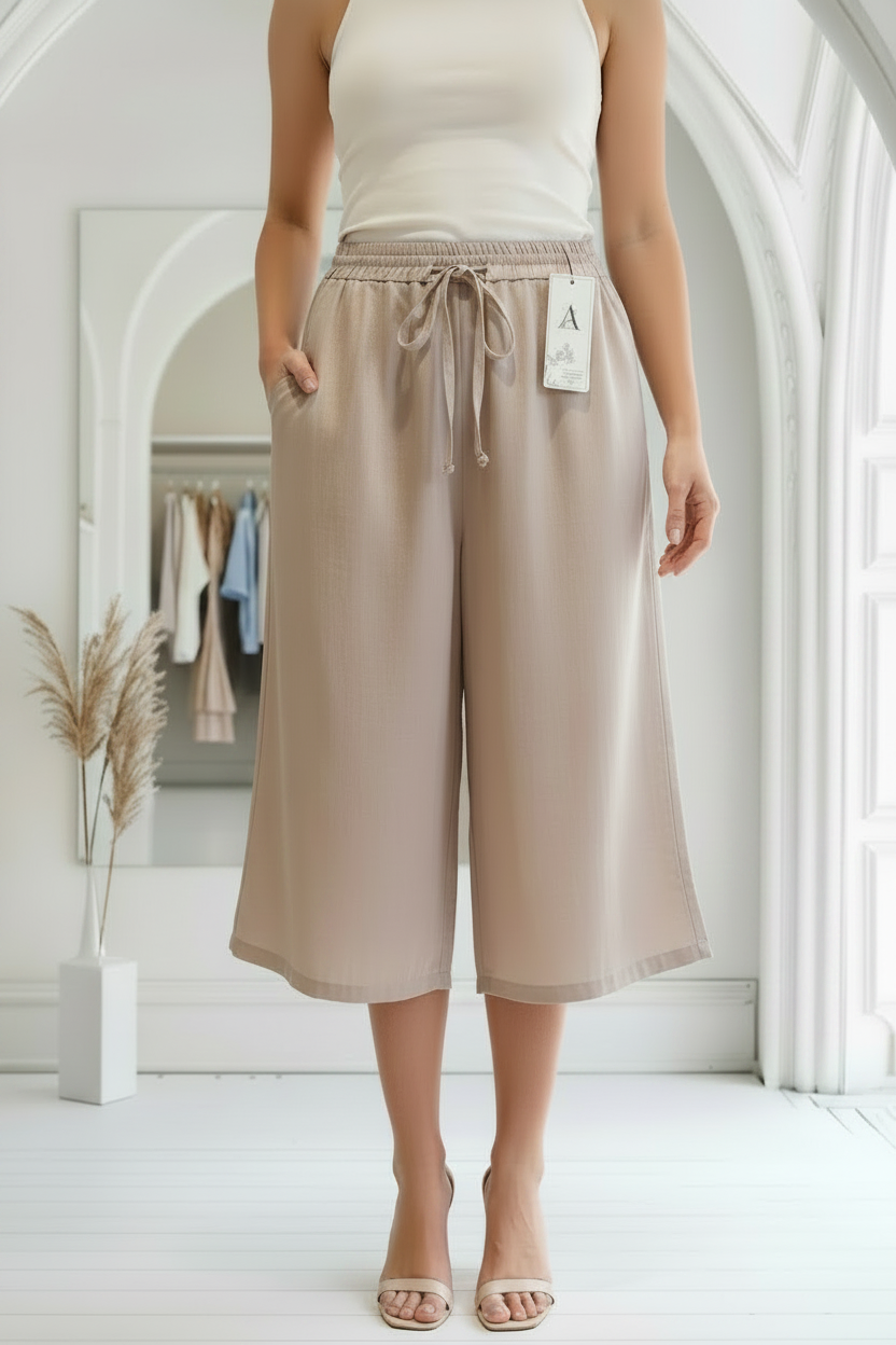 Pantaloneta Palazzo Corto | Kaki, Negro & Azul Navy