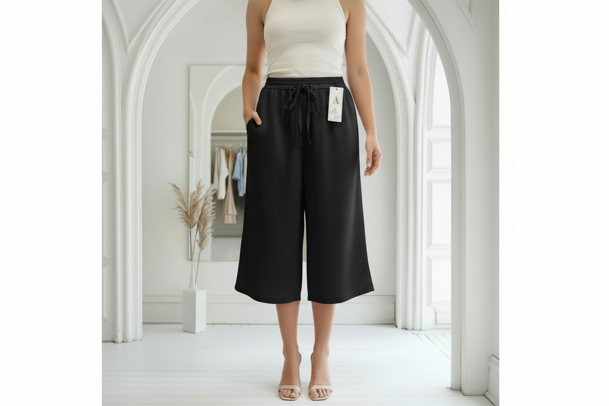 Pantaloneta Palazzo Corto | Kaki, Negro & Azul Navy