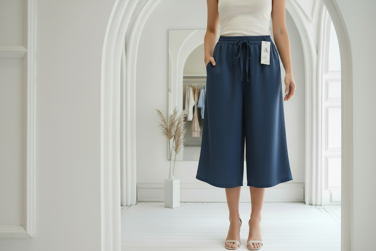 Pantaloneta Palazzo Corto | Kaki, Negro & Azul Navy