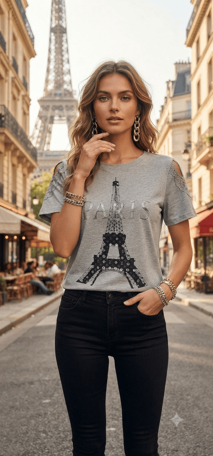 Paris Blouse with Shoulder Details & Stone Accents - Angelique Boutique