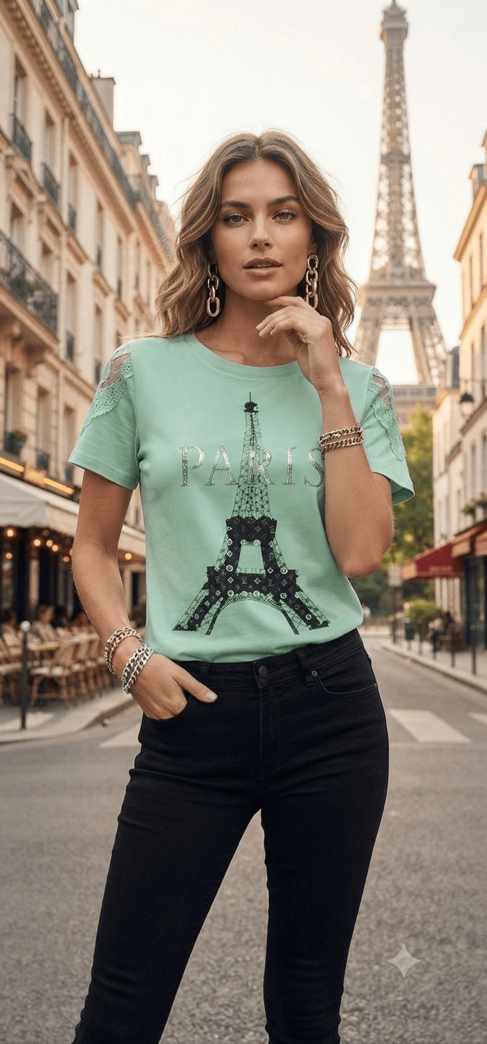 Paris Blouse with Shoulder Details & Stone Accents - Angelique Boutique
