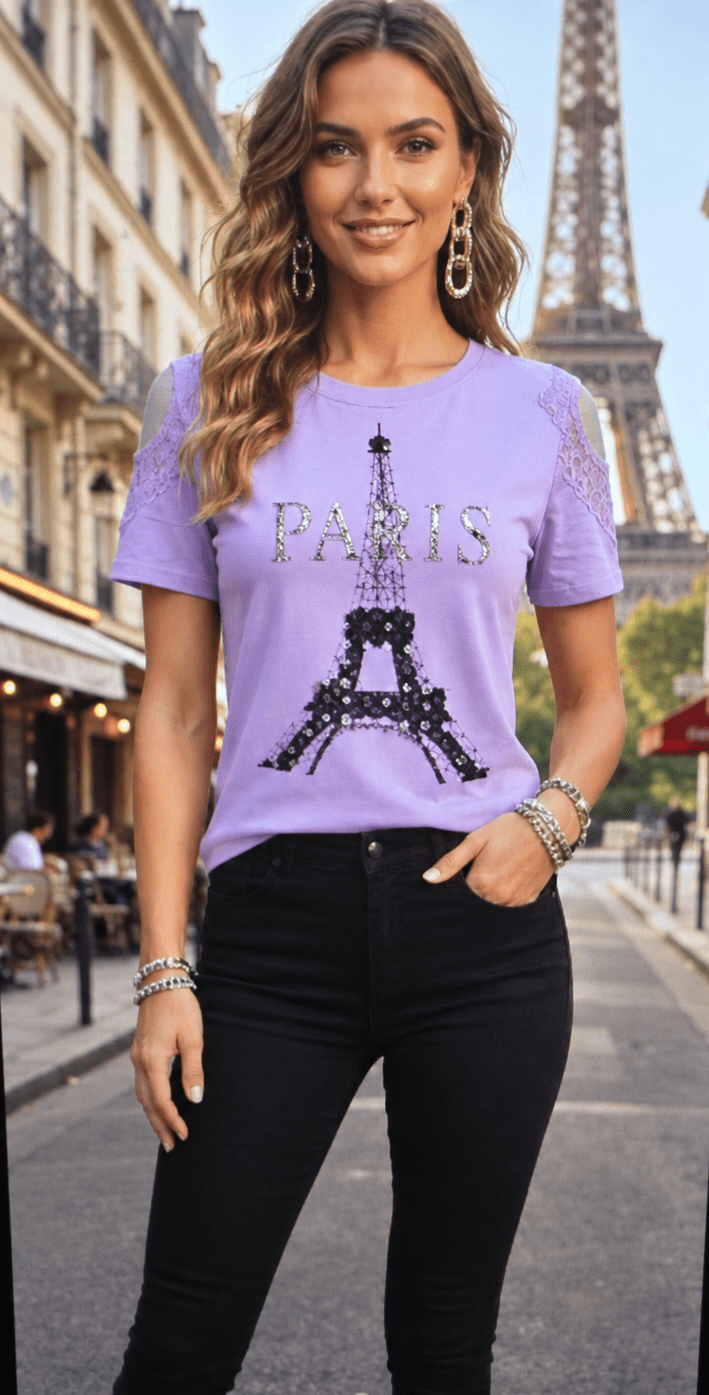 Paris Blouse with Shoulder Details & Stone Accents - Angelique Boutique