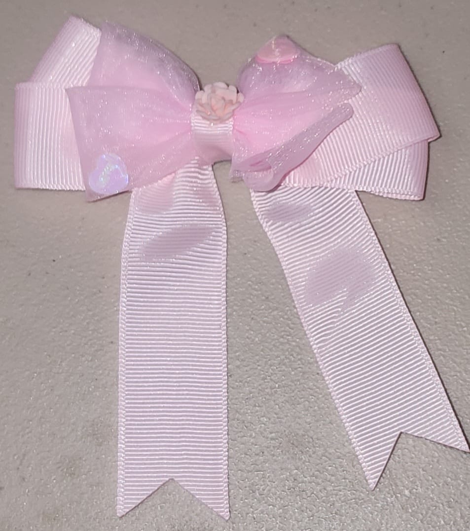 Pastel Heart Tulle Hair Bow Clip for Girls
