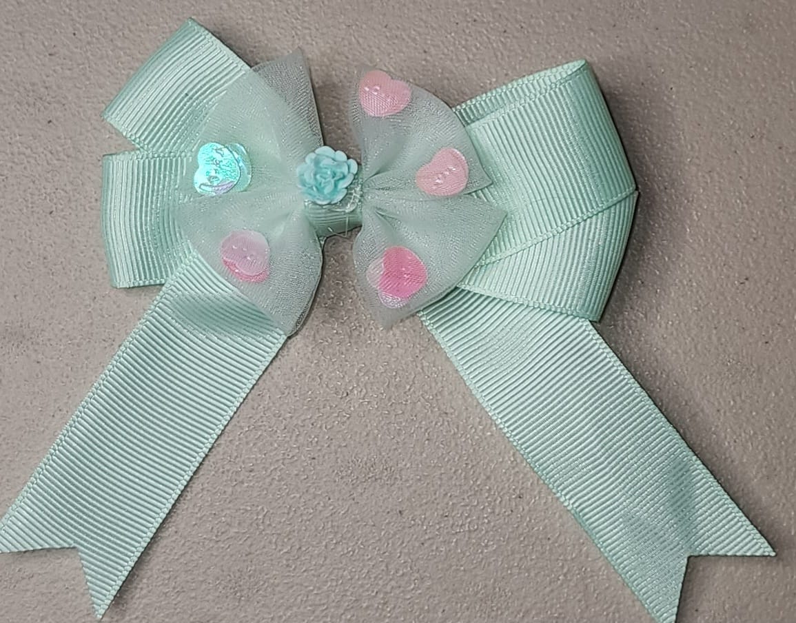 Pastel Heart Tulle Hair Bow Clip for Girls