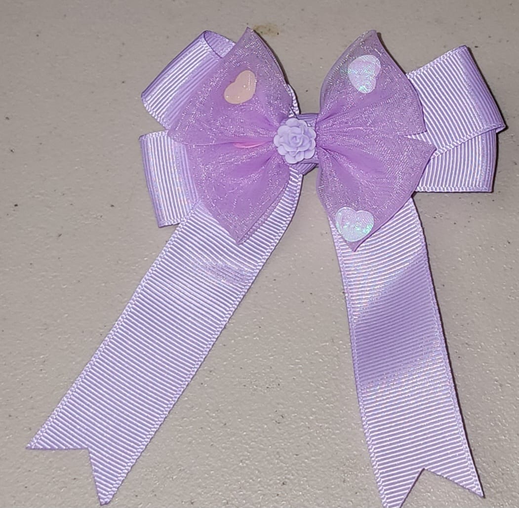 Pastel Heart Tulle Hair Bow Clip for Girls