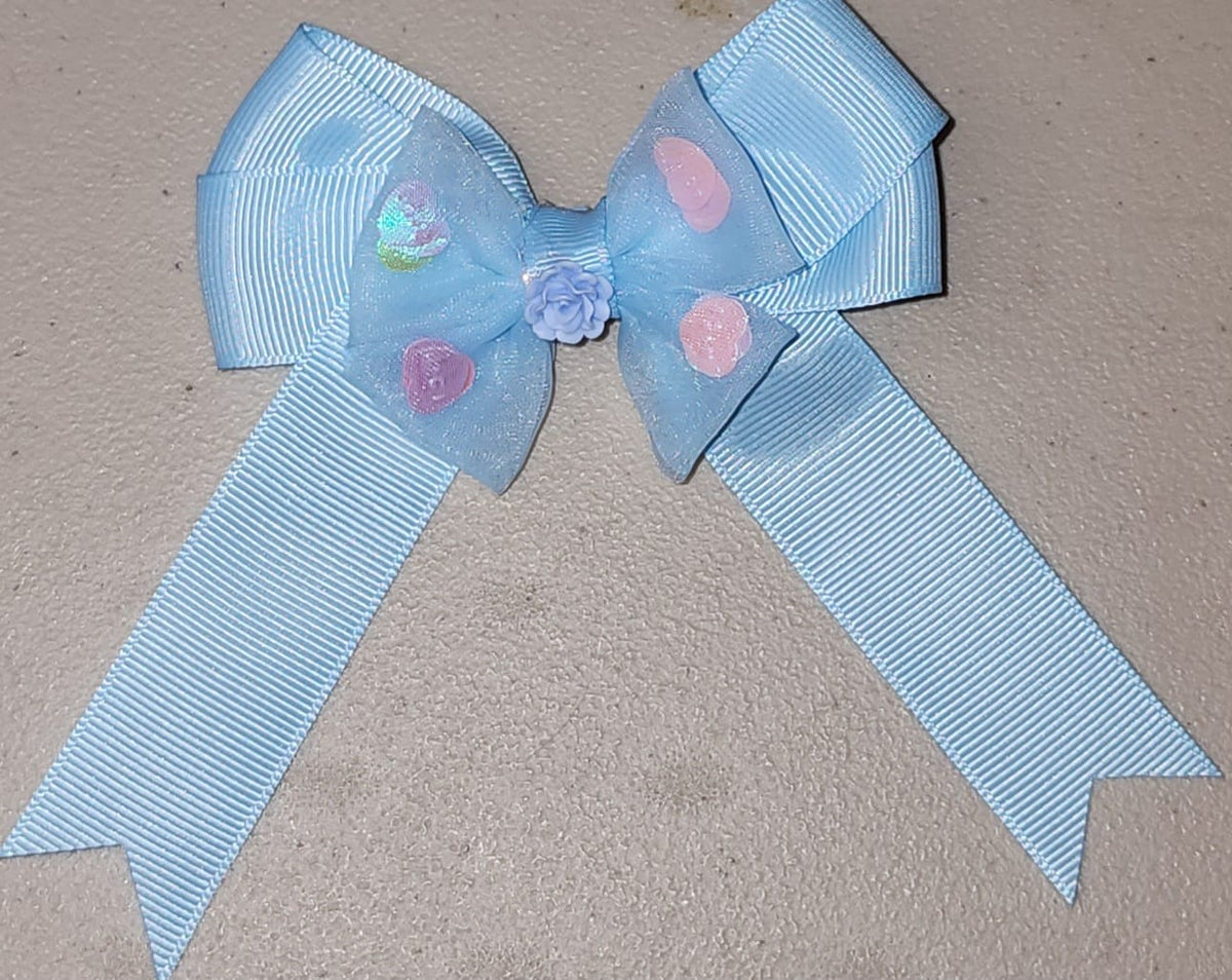 Pastel Heart Tulle Hair Bow Clip for Girls