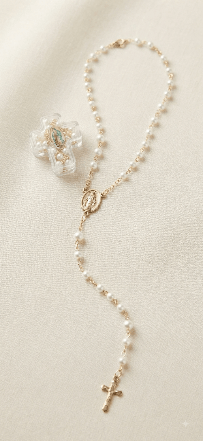 Pearl Rosary Necklace with Cross Gift Box – 3 Styles - Angelique Boutique