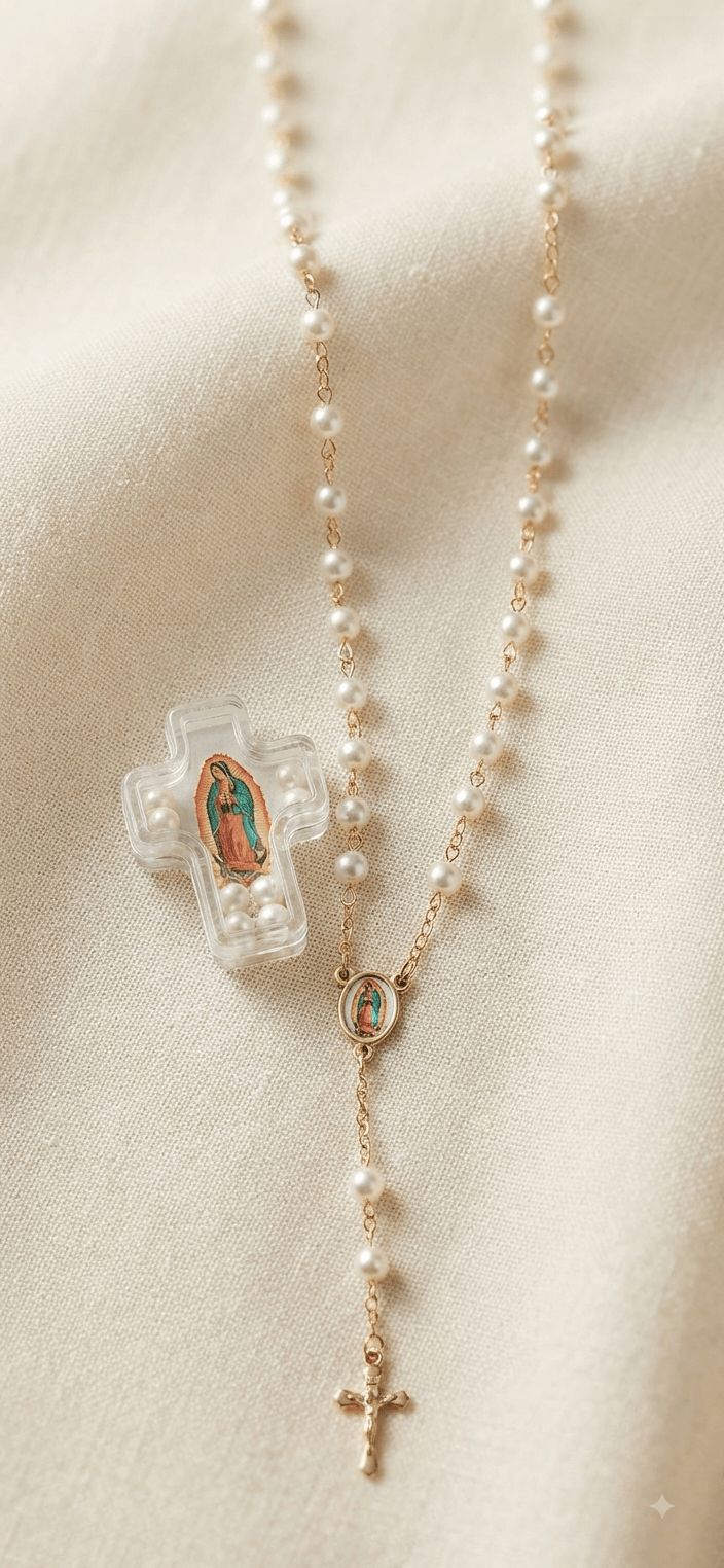 Pearl Rosary Necklace with Cross Gift Box – 3 Styles - Angelique Boutique