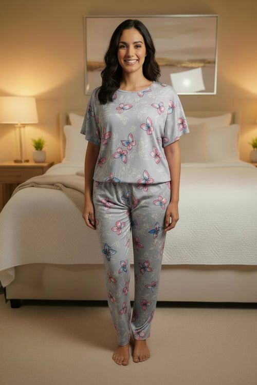 Butterfly Print 2-Piece Pajama Set 🦋 | Long Pants | Angelique Boutique