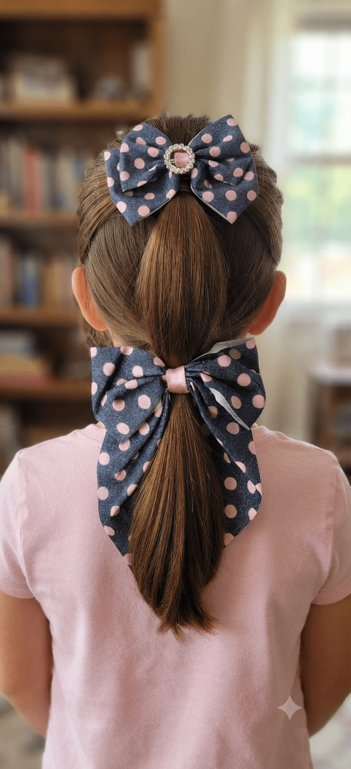 Polka Dot Hair Bow Set for Girls – 2-Piece Coquette - Angelique Boutique