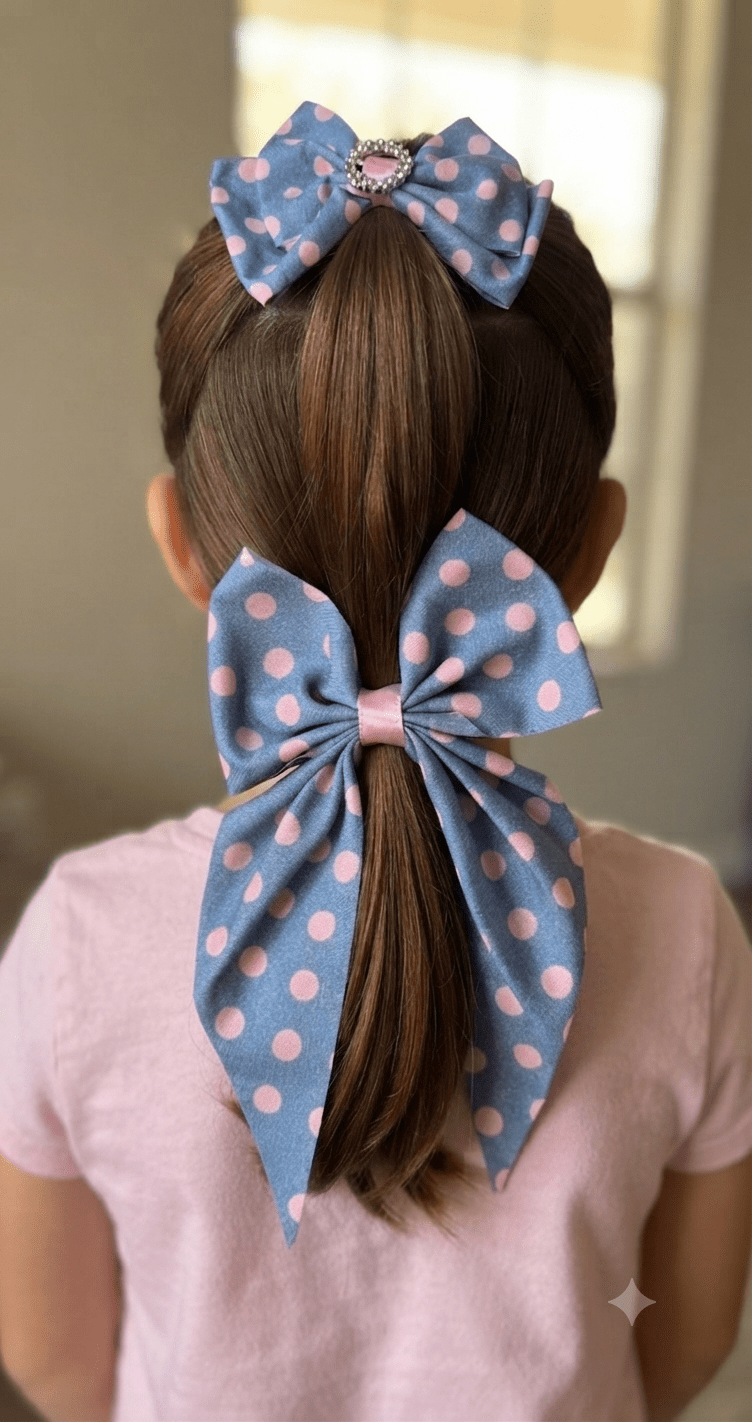 Polka Dot Hair Bow Set for Girls – 2-Piece Coquette - Angelique Boutique