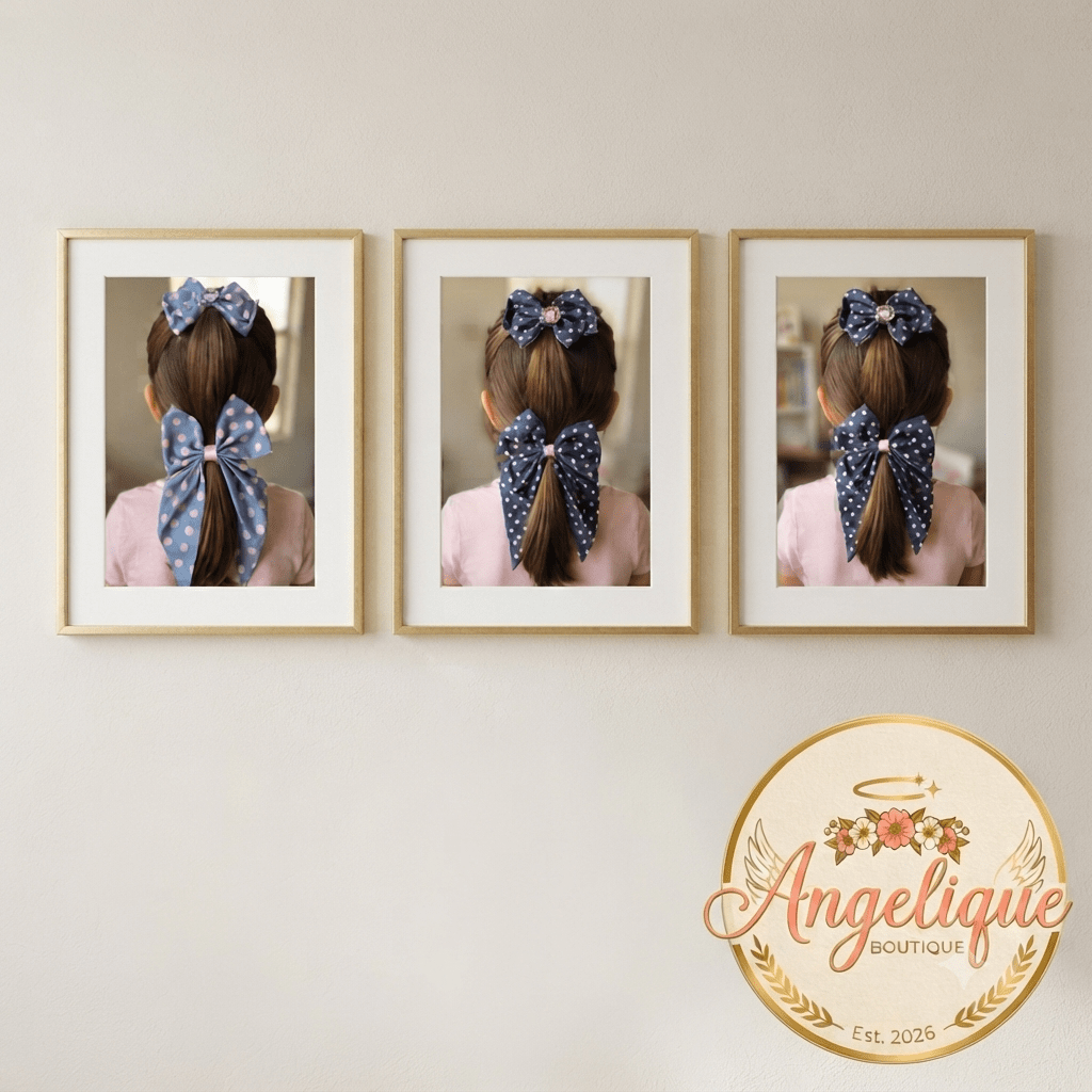 Polka Dot Hair Bow Set for Girls – 2-Piece Coquette - Angelique Boutique