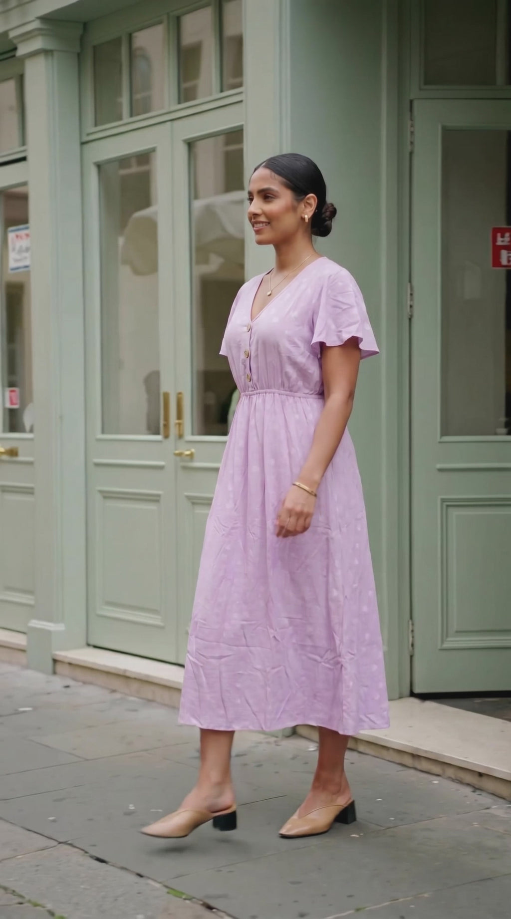 Vestido Largo Casual con Estampado de Corazones y con Cinta Ajustable stretch