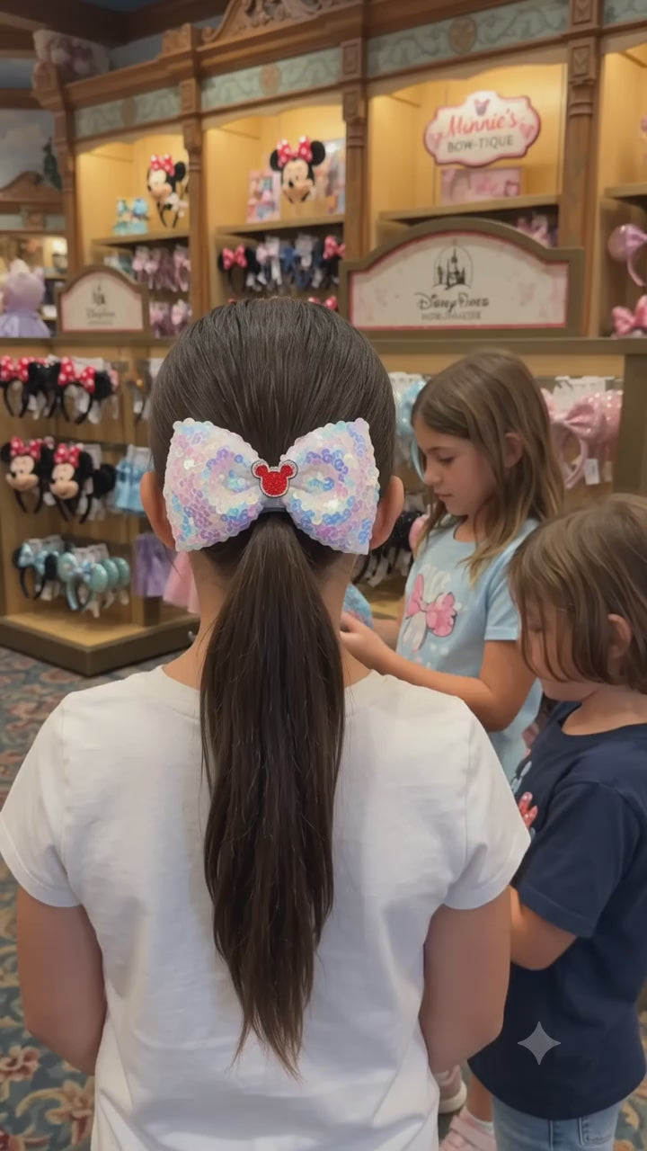 Large Sequin Mouse Ear Hair Bow for Girls
