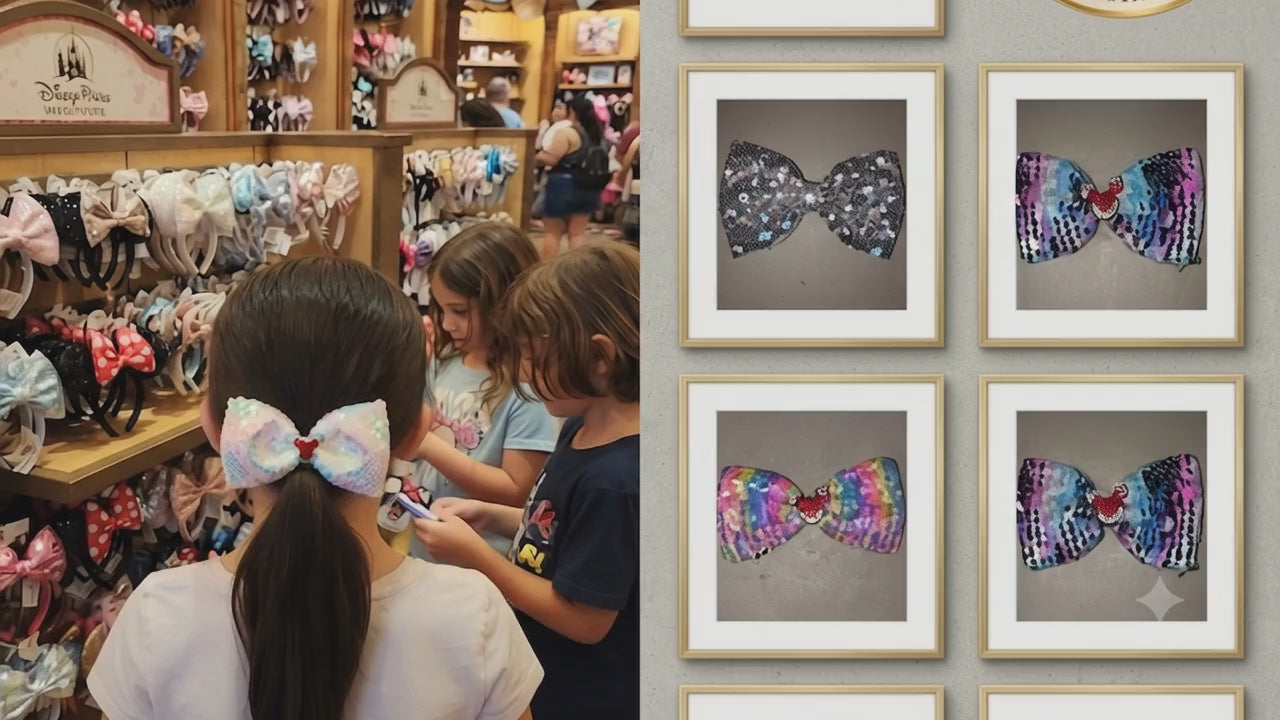 Large Sequin Mouse Ear Hair Bow for Girls