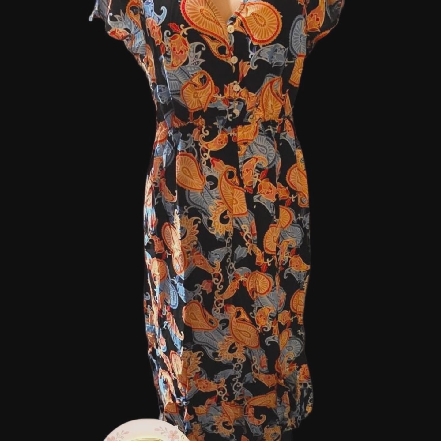 Vestido Floral con Cuello en V y Stretch