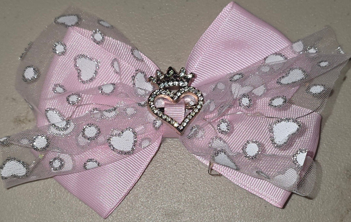 Princess Crown Heart Hair Bow with Light - Angelique Boutique