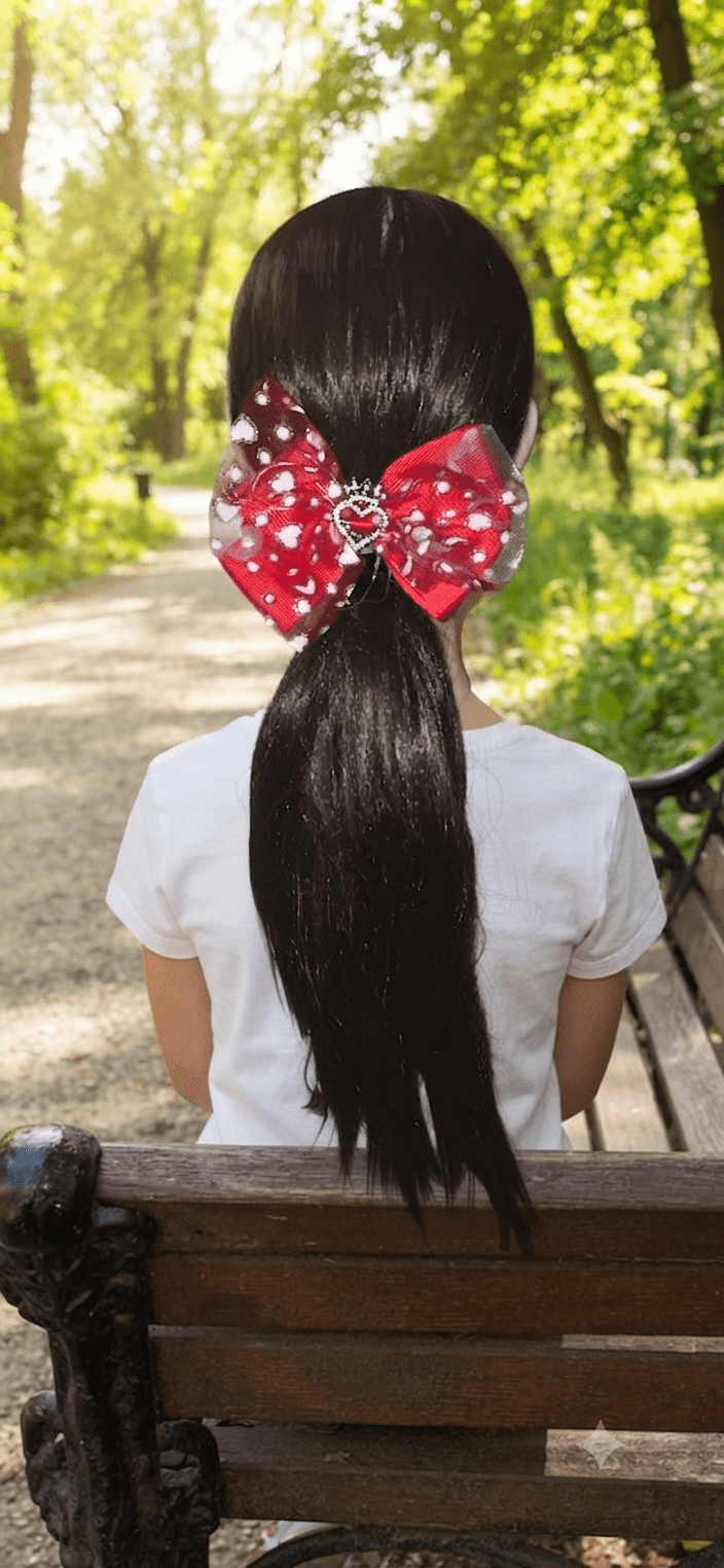 Princess Crown Heart Hair Bow with Light - Angelique Boutique