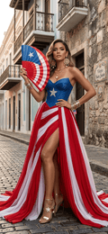 Puerto Rico Flag Hand Fan – Red Blue White - Angelique Boutique