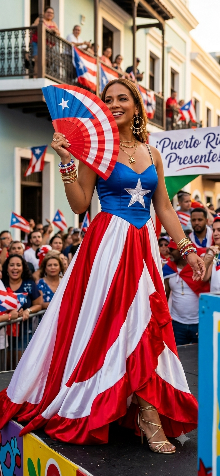 Puerto Rico Flag Hand Fan – Red Blue White - Angelique Boutique