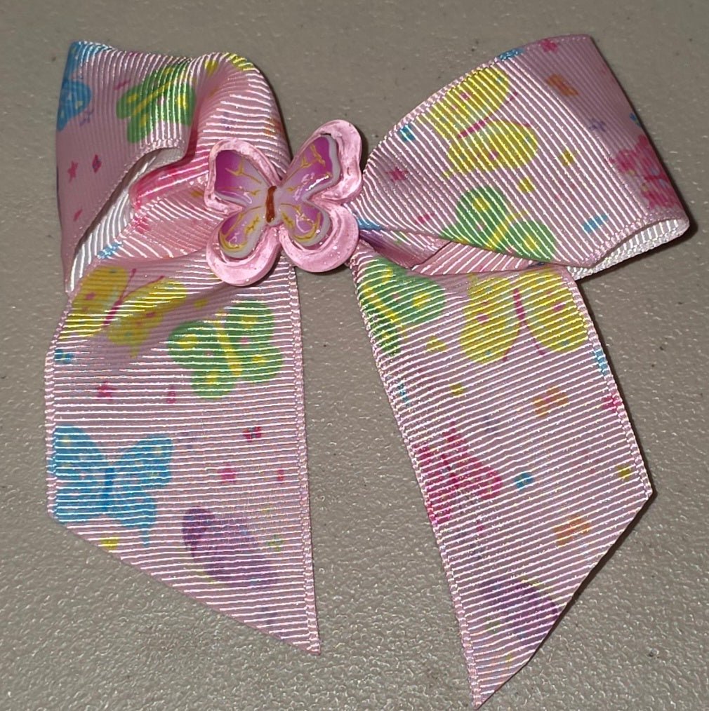 Rainbow Butterfly Hair Bow Girls Grosgrain Ribbon Clip
