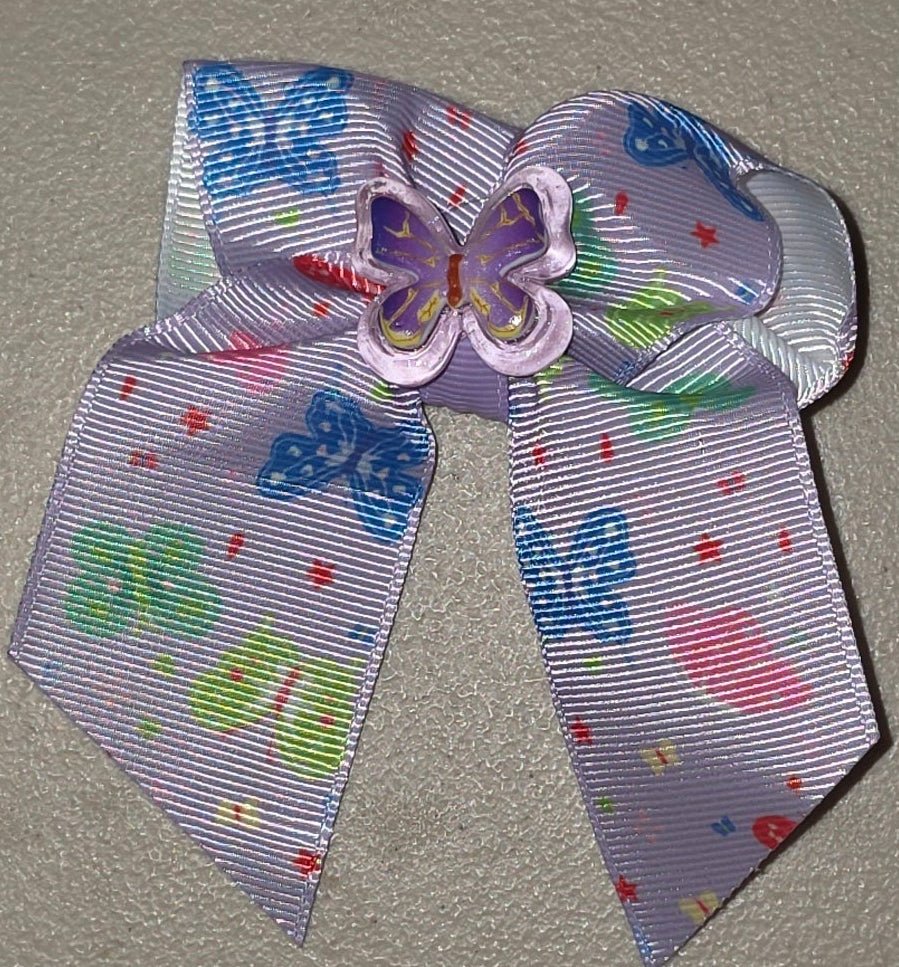 Rainbow Butterfly Hair Bow Girls Grosgrain Ribbon Clip