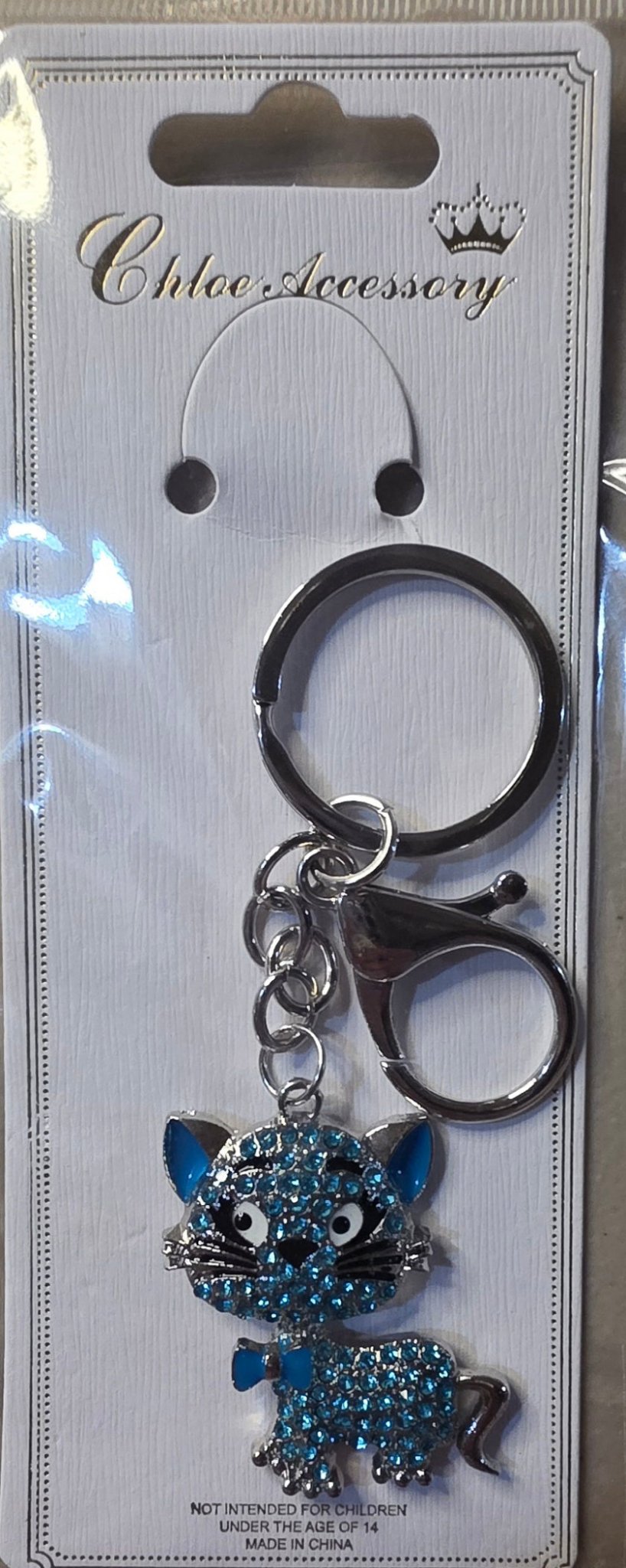 Rhinestone Kitty Cat Keychain Charm – Gold & Silver 5 Colors - Angelique Boutique