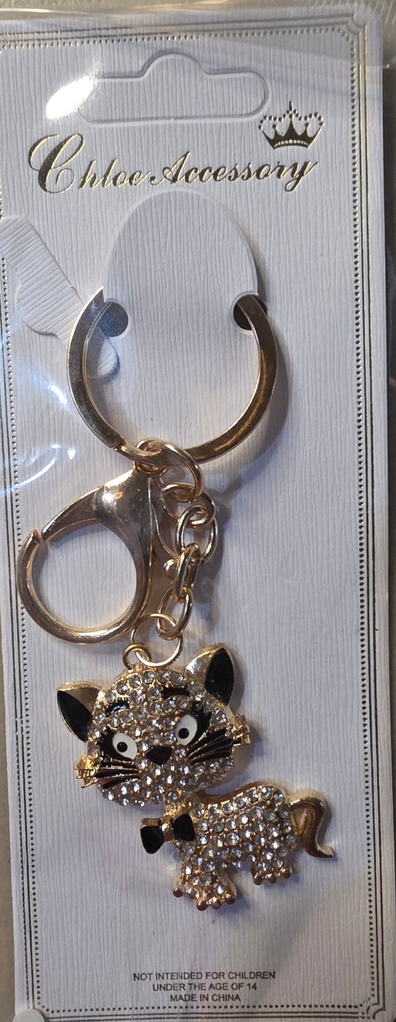 Rhinestone Kitty Cat Keychain Charm – Gold & Silver 5 Colors - Angelique Boutique