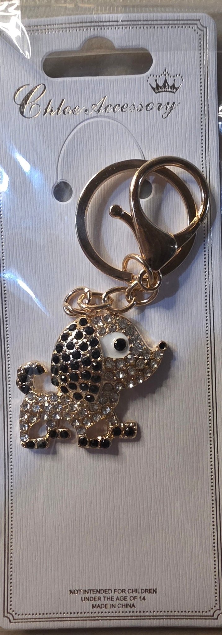Rhinestone Poodle Dog Keychain Charm – Silver & Gold Tone - Angelique Boutique
