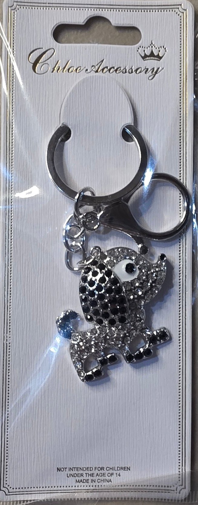 Rhinestone Poodle Dog Keychain Charm – Silver & Gold Tone - Angelique Boutique