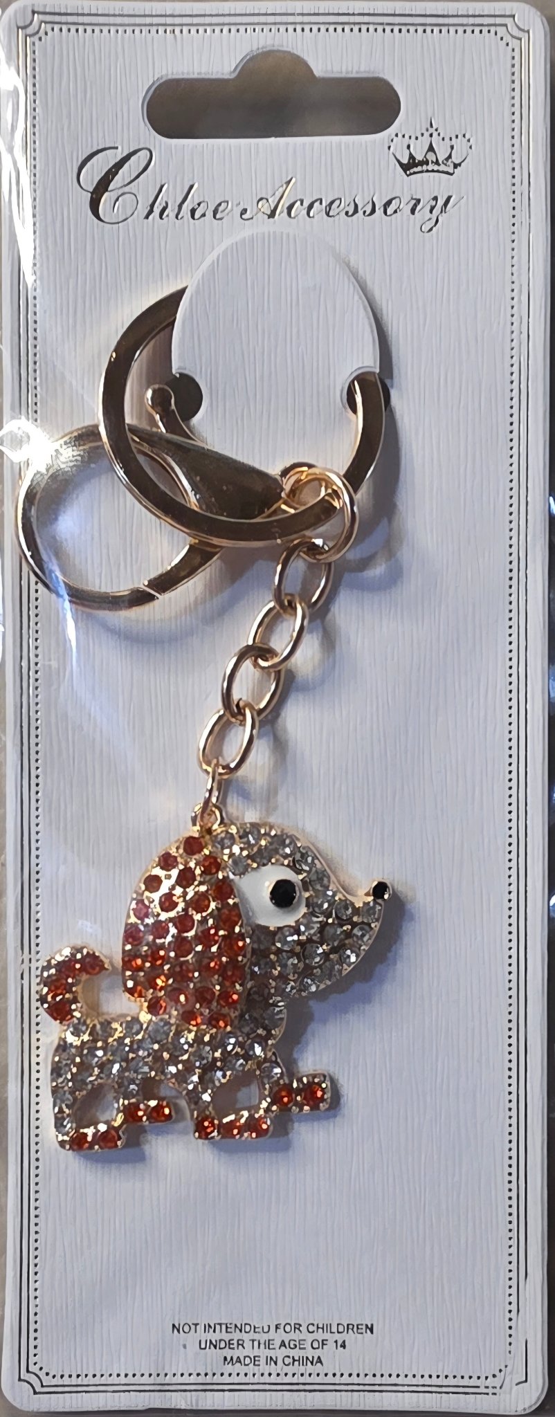 Rhinestone Poodle Dog Keychain Charm – Silver & Gold Tone - Angelique Boutique