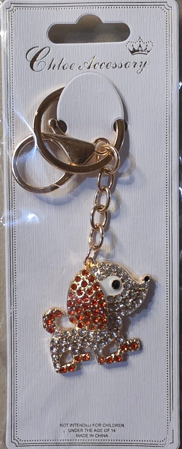 Rhinestone Poodle Dog Keychain Charm – Silver & Gold Tone - Angelique Boutique