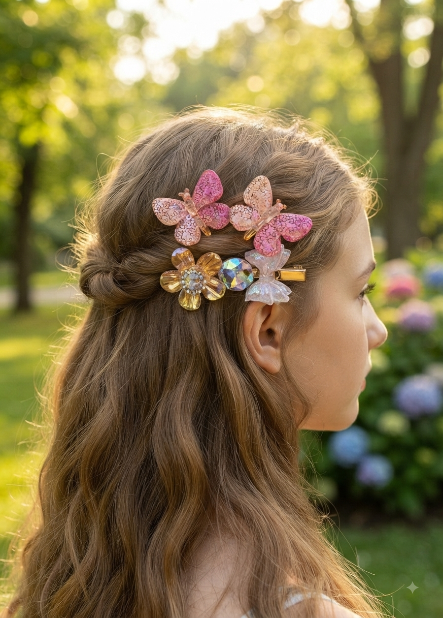 Butterfly Hair Pins Set of 2 – Glitter Bobby Pins for Girls