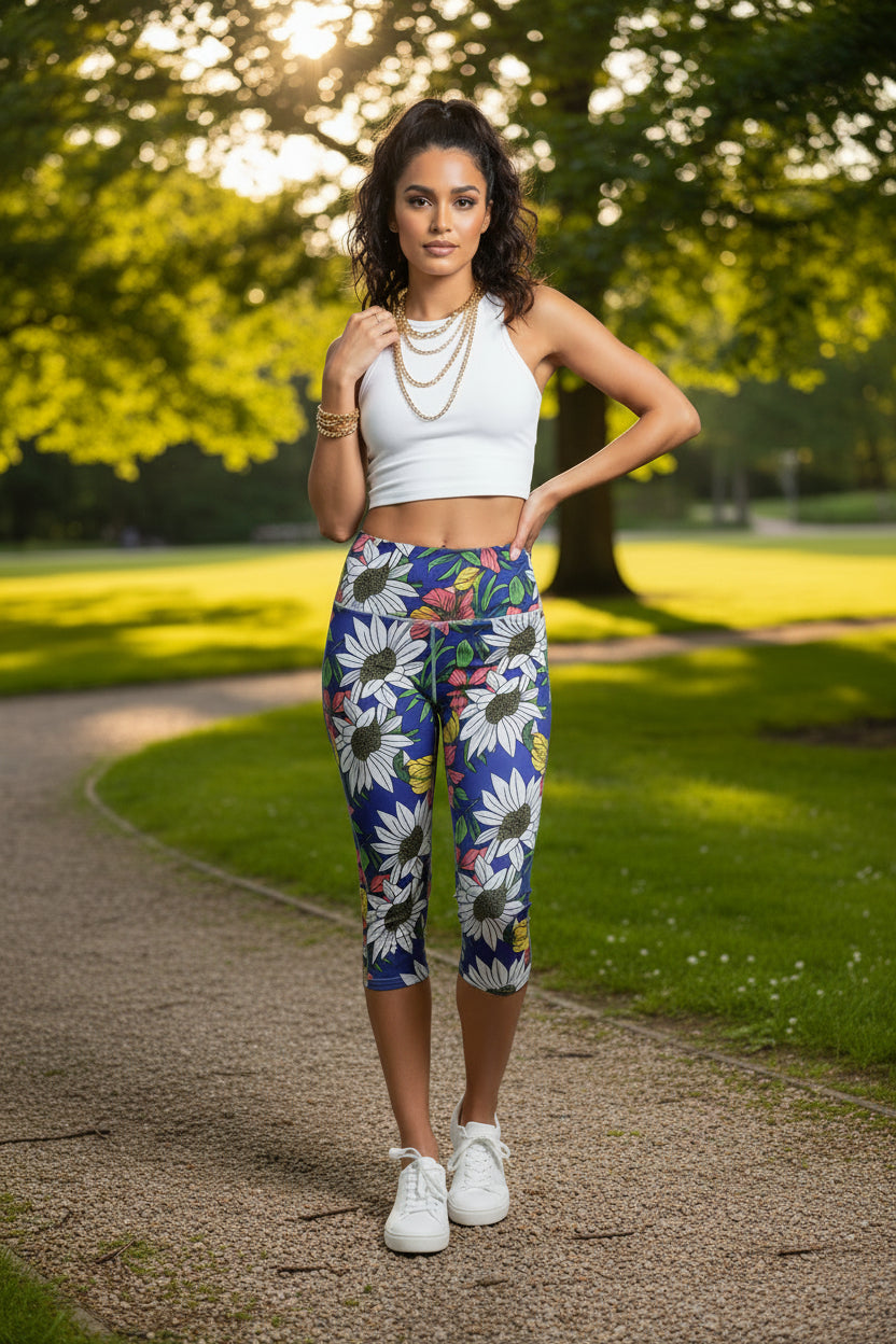 High Compression Midi Floral Leggings