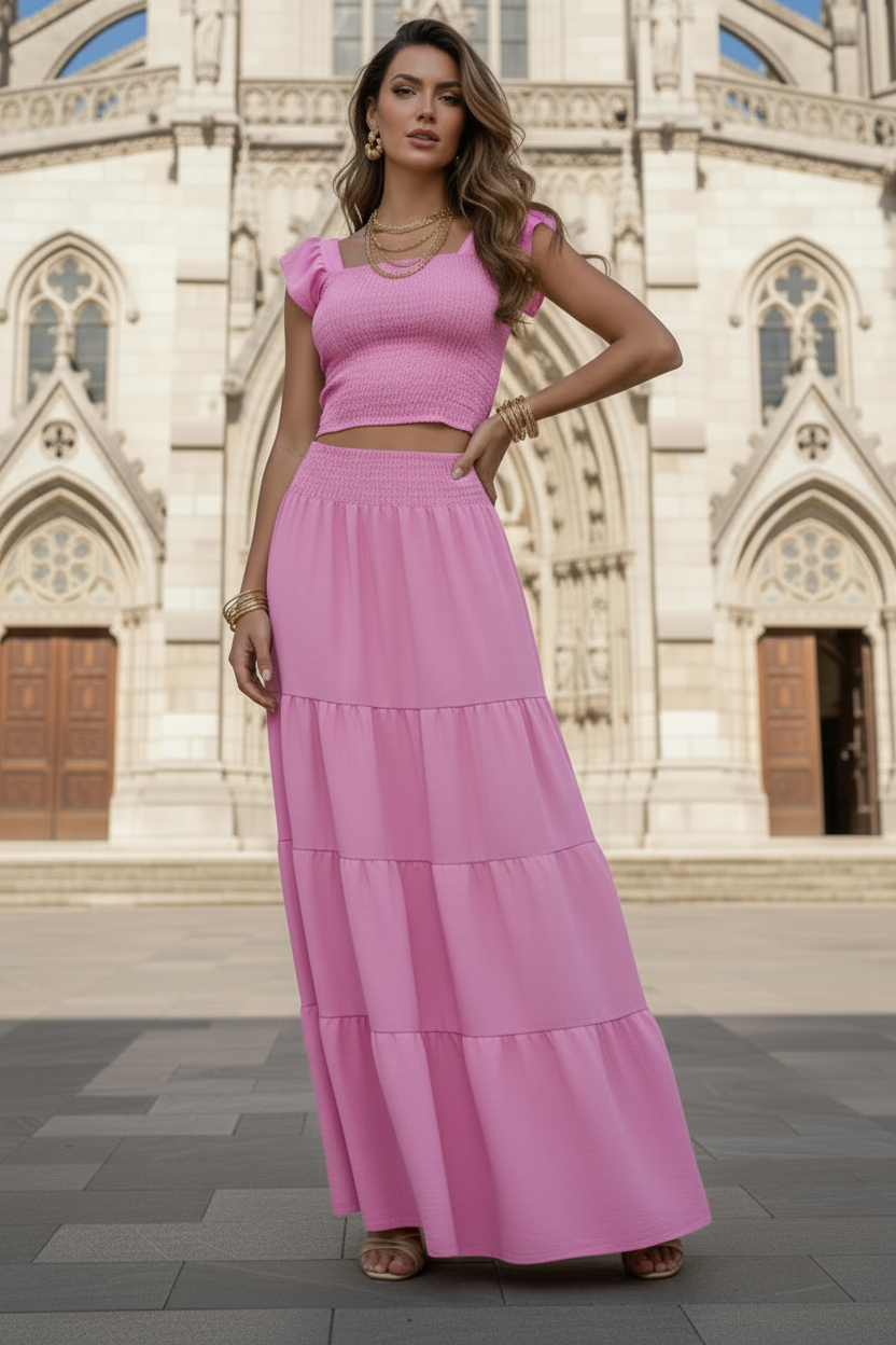 Set de Falda de Dos Piezas con Elástico Ancho en la Cintura | S/M y L/XL